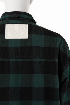 画像をギャラリービューアに読み込む, 【SAMPLE SALE】A.F ARTEFACT GRUNGE SHIRT-COAT / CHECK FLANNEL (GREEN×BLACK)
