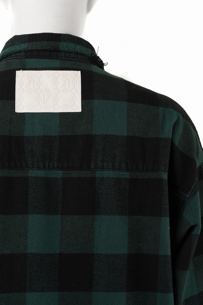 画像をギャラリービューアに読み込む, 【SAMPLE SALE】A.F ARTEFACT GRUNGE SHIRT-COAT / CHECK FLANNEL (GREEN×BLACK)
