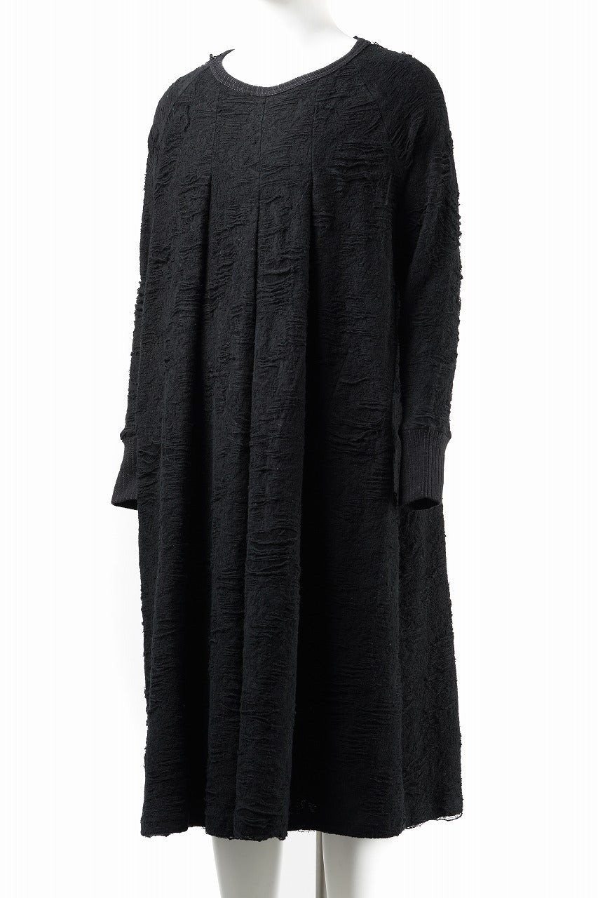画像をギャラリービューアに読み込む, 【SAMPLE SALE】A.F ARTEFACT OVER SIZED PLEATS ONE PIECE / DAMAGE PILE &amp; PLATING KNIT JERSEY (BLACK)