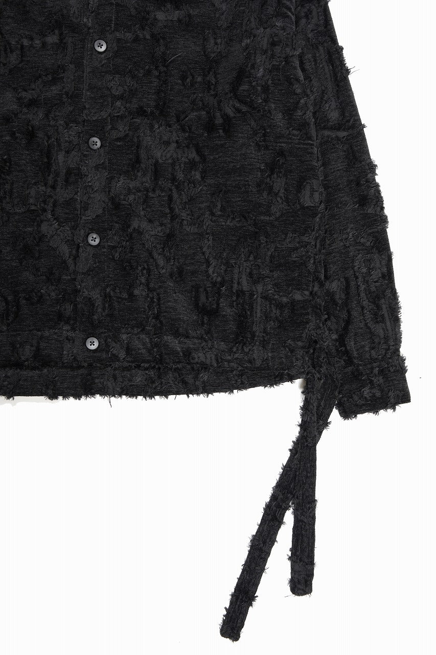 A.F ARTEFACT BUTTON DOWN SHIRT WITH HEM BAND / JACGUARD BLURRED (BLACK)