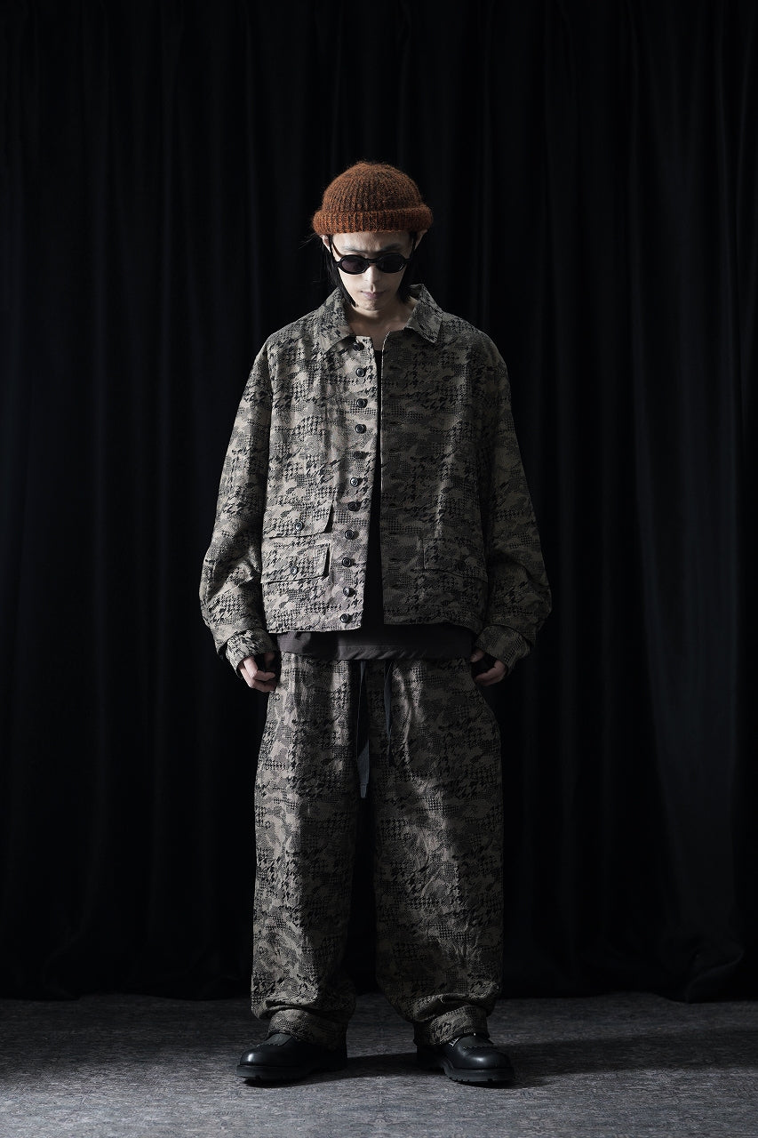 画像をギャラリービューアに読み込む, KLASICA "IRWELL" CURVED ARM BUTTON BLOUSON / BACK JACQUARD HOUND TOOTH CAMO (FOREST)