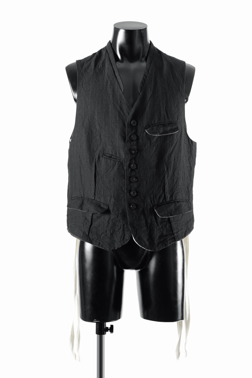 画像をギャラリービューアに読み込む, KLASICA "JEUNET" SQUARE SHAPED LOOSE VEST / OBSCURE STRIPED 3/3 MINI HBT (MID NIGHT)