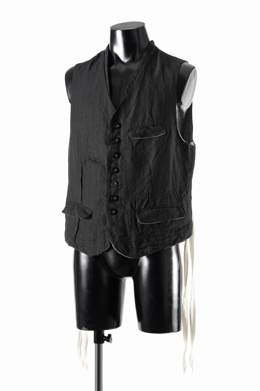 画像をギャラリービューアに読み込む, KLASICA "JEUNET" SQUARE SHAPED LOOSE VEST / OBSCURE STRIPED 3/3 MINI HBT (MID NIGHT)