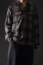 Load image into Gallery viewer, FULLCOUNT OPEN COLLAR SHIRT / WOOL TWILL TARTAN CHECK (BLACK)