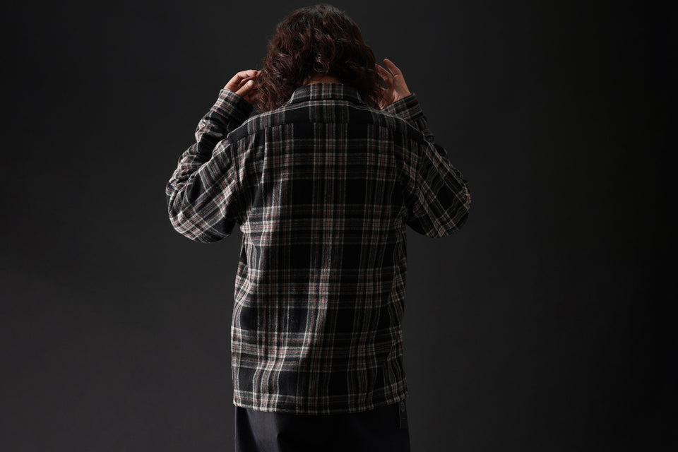 Load image into Gallery viewer, FULLCOUNT OPEN COLLAR SHIRT / WOOL TWILL TARTAN CHECK (BLACK)
