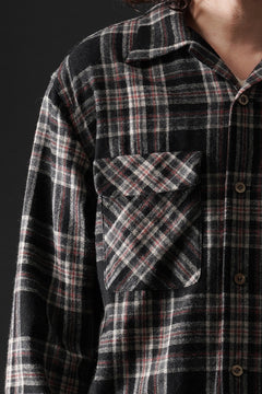 Load image into Gallery viewer, FULLCOUNT OPEN COLLAR SHIRT / WOOL TWILL TARTAN CHECK (BLACK)
