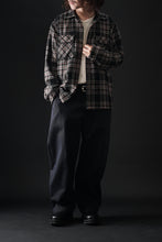 Load image into Gallery viewer, FULLCOUNT OPEN COLLAR SHIRT / WOOL TWILL TARTAN CHECK (BLACK)