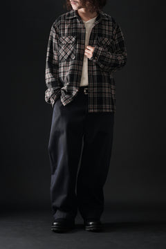 Load image into Gallery viewer, FULLCOUNT OPEN COLLAR SHIRT / WOOL TWILL TARTAN CHECK (BLACK)