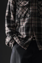 Load image into Gallery viewer, FULLCOUNT OPEN COLLAR SHIRT / WOOL TWILL TARTAN CHECK (BLACK)