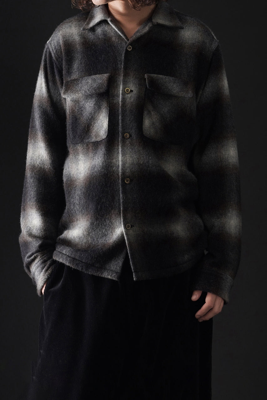 画像をギャラリービューアに読み込む, FULLCOUNT OPEN COLLAR SHIRT / SHAGGY OMBRE CHECK (BLACK)