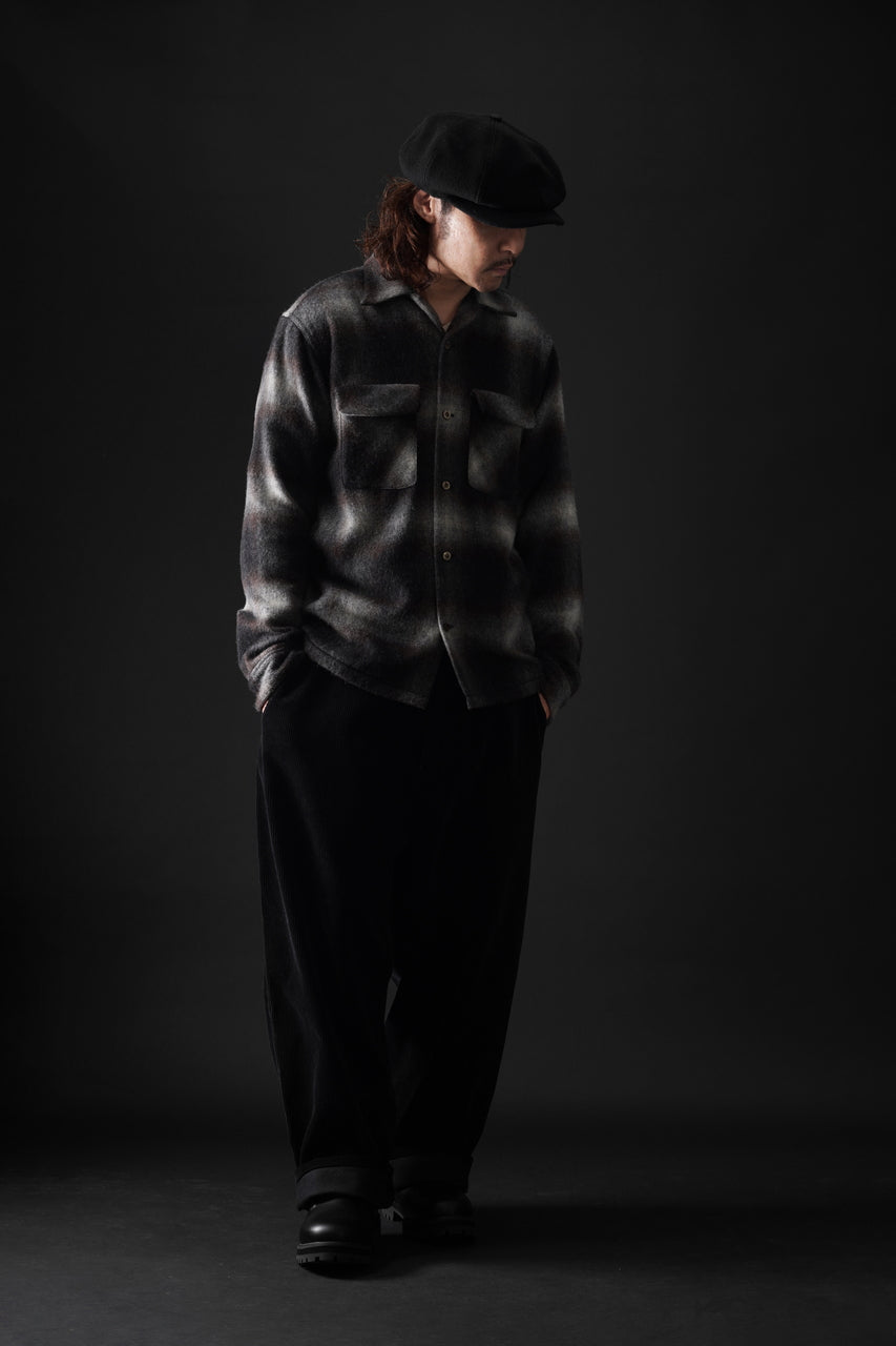 画像をギャラリービューアに読み込む, FULLCOUNT OPEN COLLAR SHIRT / SHAGGY OMBRE CHECK (BLACK)