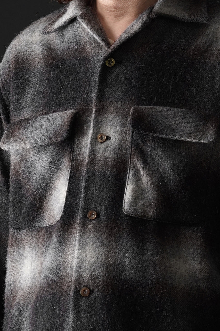 画像をギャラリービューアに読み込む, FULLCOUNT OPEN COLLAR SHIRT / SHAGGY OMBRE CHECK (BLACK)
