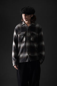 画像をギャラリービューアに読み込む, FULLCOUNT OPEN COLLAR SHIRT / SHAGGY OMBRE CHECK (BLACK)