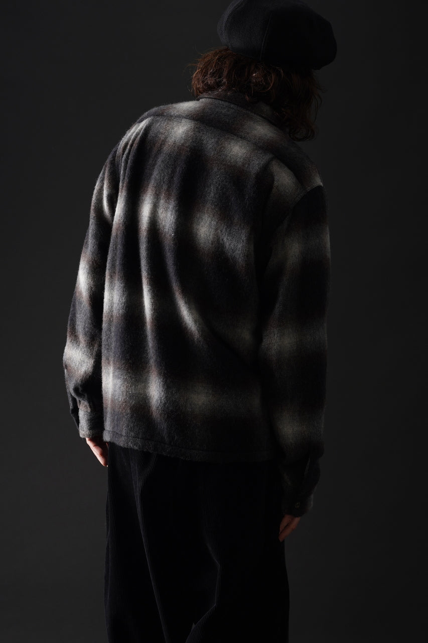 画像をギャラリービューアに読み込む, FULLCOUNT OPEN COLLAR SHIRT / SHAGGY OMBRE CHECK (BLACK)