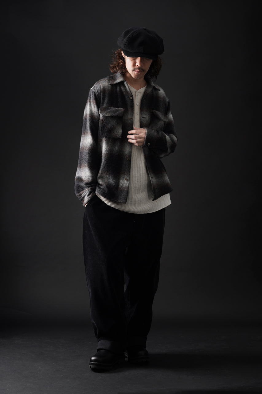 画像をギャラリービューアに読み込む, FULLCOUNT OPEN COLLAR SHIRT / SHAGGY OMBRE CHECK (BLACK)