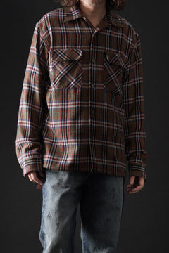 Load image into Gallery viewer, FULLCOUNT OPEN COLLAR SHIRT / WOOL TWILL TARTAN CHECK (KHAKI)