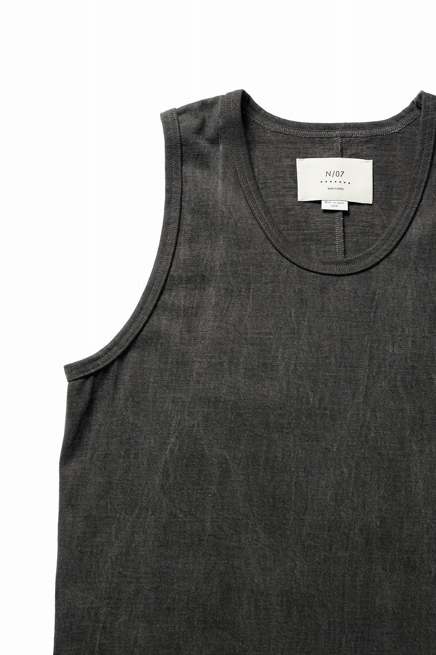 画像をギャラリービューアに読み込む, N/07 x black crow MINIMAL TANK TOP / DYED MEDIUM COTTON JERSEY (濃墨)