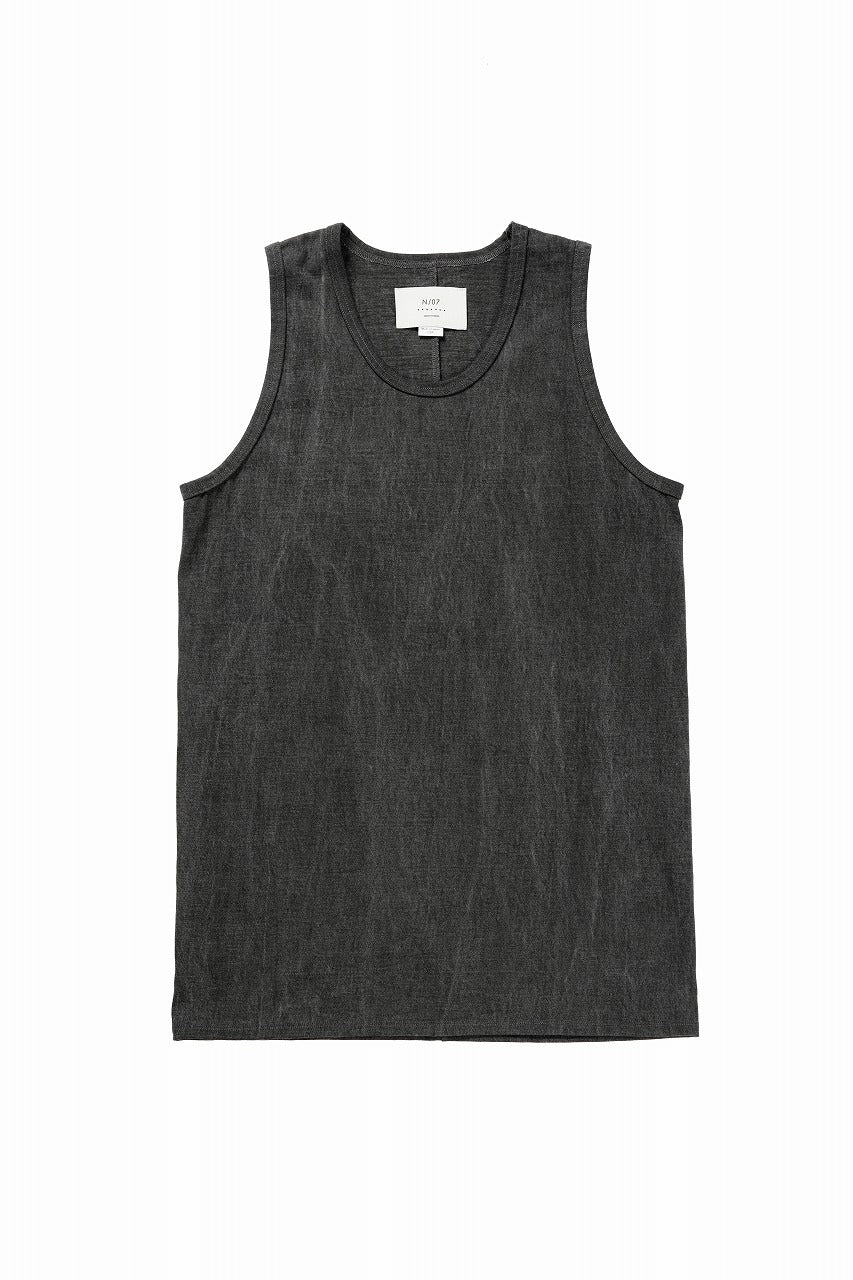 N/07 x black crow MINIMAL TANK TOP / DYED MEDIUM COTTON JERSEY (濃墨)