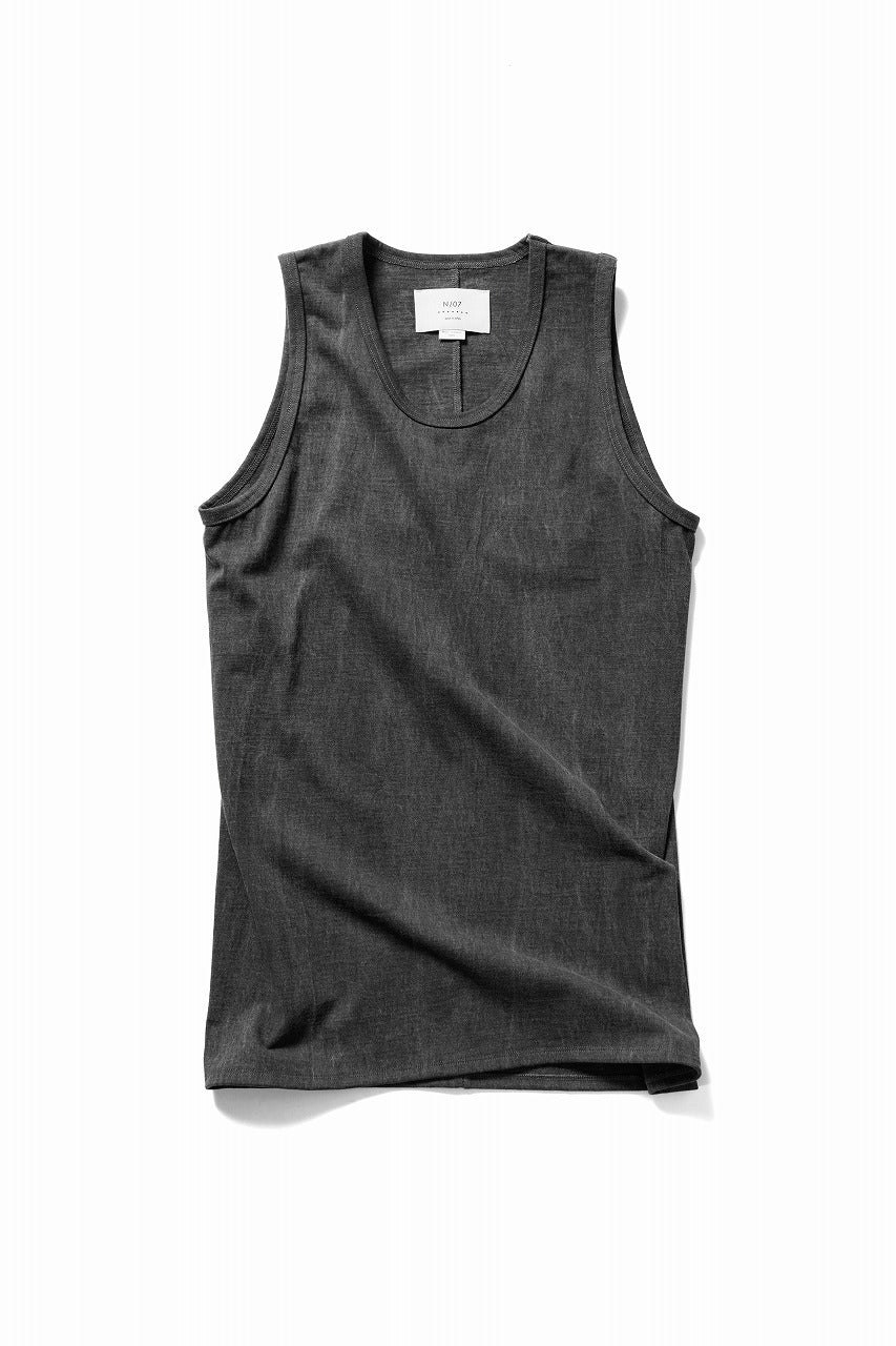 N/07 x black crow MINIMAL TANK TOP / DYED MEDIUM COTTON JERSEY (濃墨)