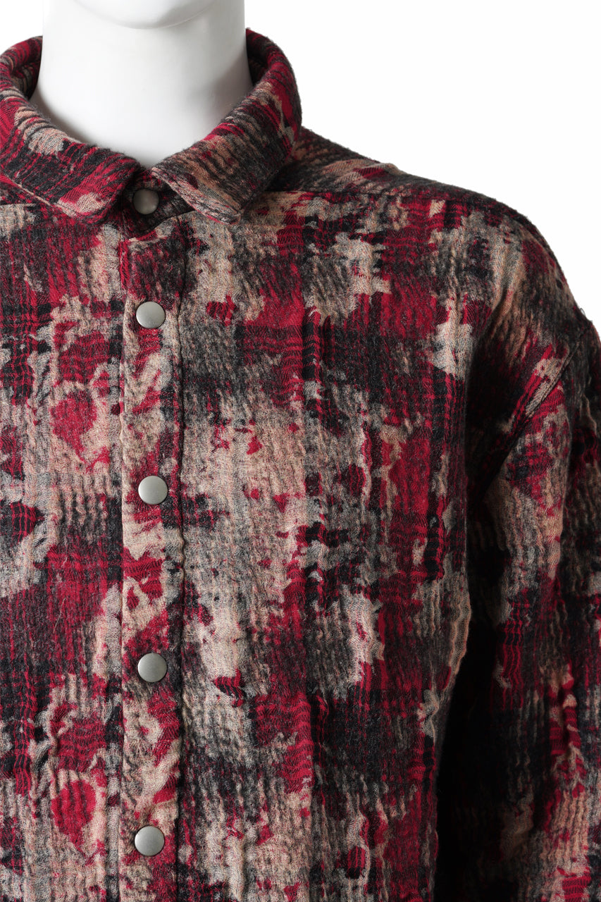 画像をギャラリービューアに読み込む, A.F ARTEFACT SNAPPED SHIRT / JACQUARD ABSTRACT PATTERN (RED)