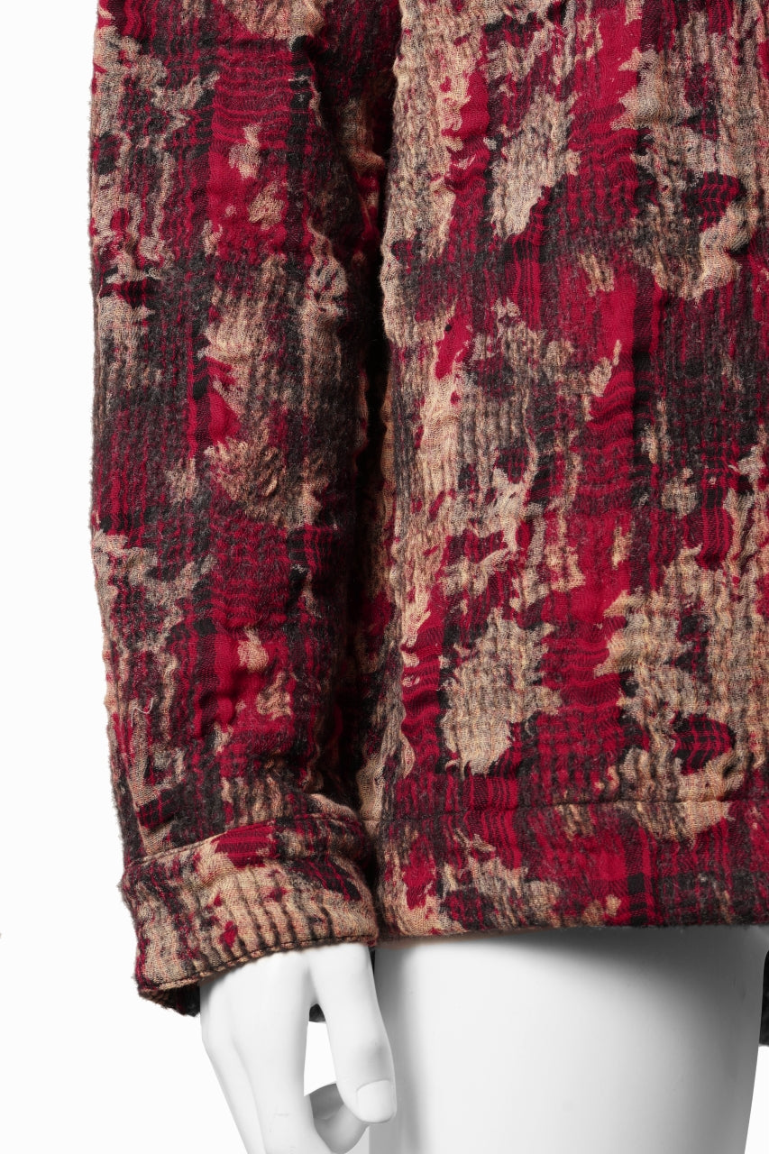 画像をギャラリービューアに読み込む, A.F ARTEFACT SNAPPED SHIRT / JACQUARD ABSTRACT PATTERN (RED)