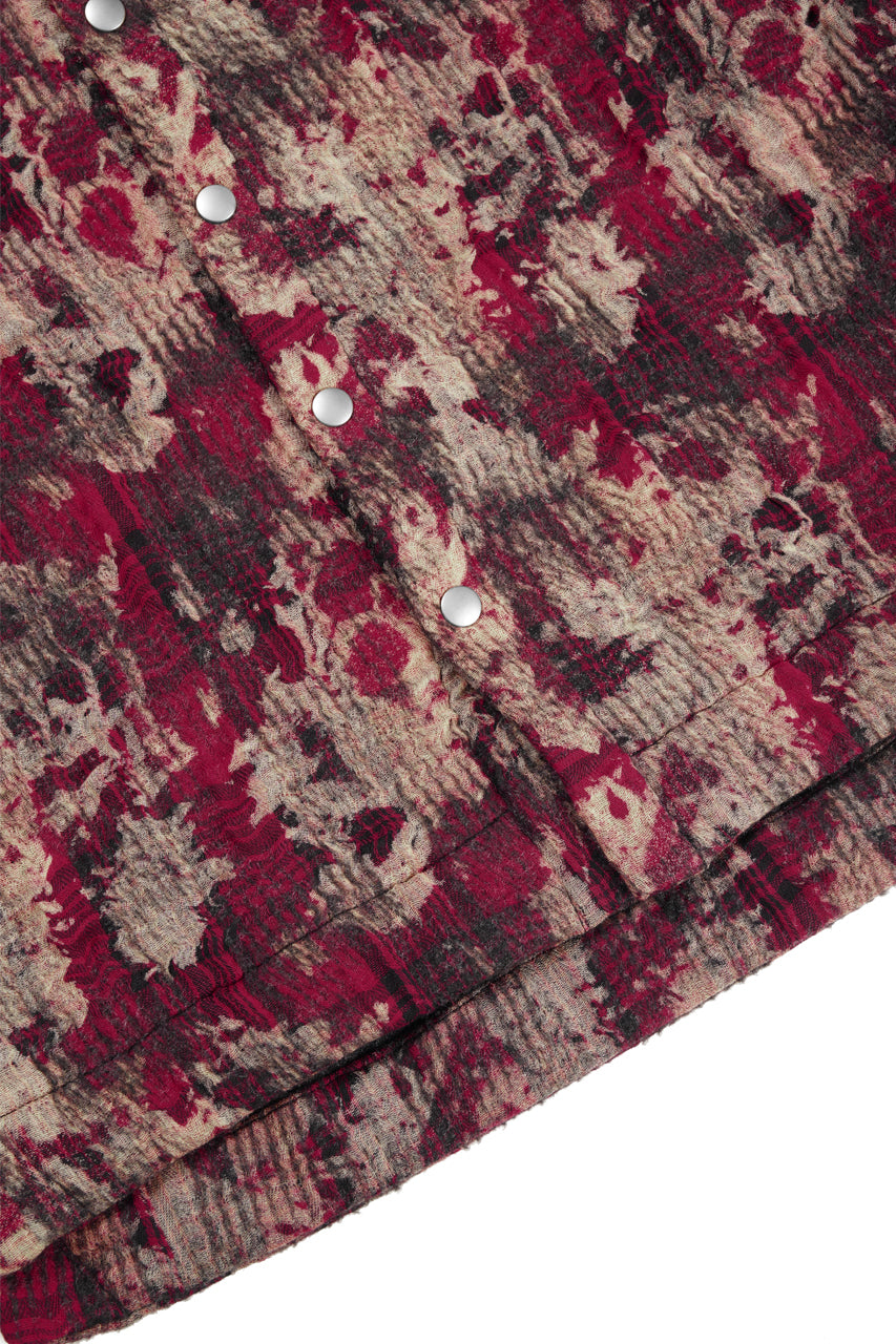 画像をギャラリービューアに読み込む, A.F ARTEFACT SNAPPED SHIRT / JACQUARD ABSTRACT PATTERN (RED)