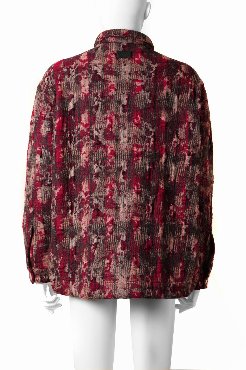 画像をギャラリービューアに読み込む, A.F ARTEFACT SNAPPED SHIRT / JACQUARD ABSTRACT PATTERN (RED)