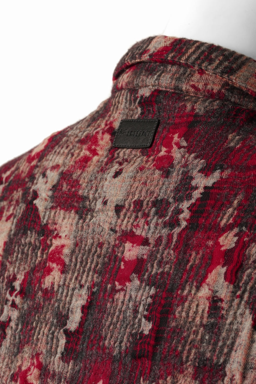 画像をギャラリービューアに読み込む, A.F ARTEFACT SNAPPED SHIRT / JACQUARD ABSTRACT PATTERN (RED)