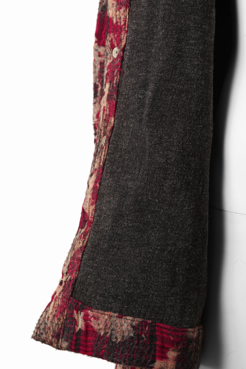 画像をギャラリービューアに読み込む, A.F ARTEFACT SNAPPED SHIRT / JACQUARD ABSTRACT PATTERN (RED)