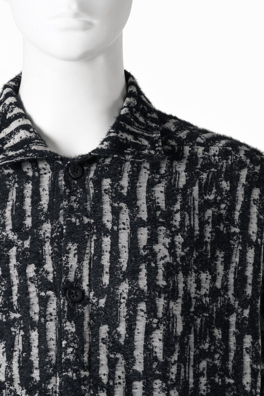 画像をギャラリービューアに読み込む, A.F ARTEFACT SNAPPED SHIRT WITH HEM BAND / JACGUARD BLURRED STRIPE (BLACK x WHITE)