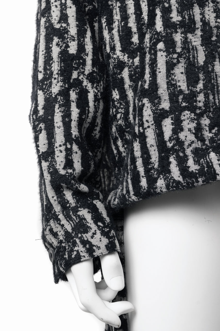 画像をギャラリービューアに読み込む, A.F ARTEFACT SNAPPED SHIRT WITH HEM BAND / JACGUARD BLURRED STRIPE (BLACK x WHITE)