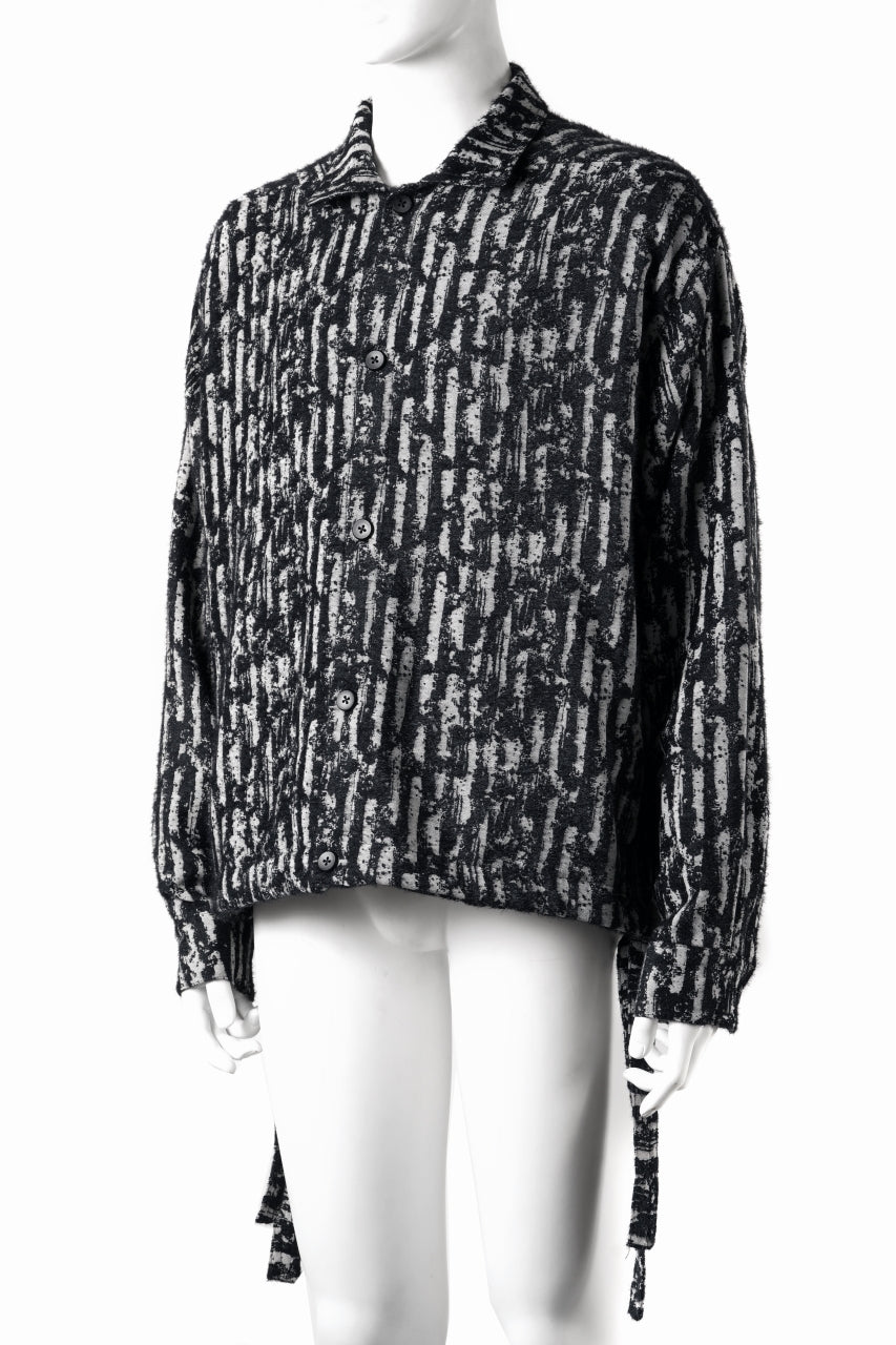 画像をギャラリービューアに読み込む, A.F ARTEFACT SNAPPED SHIRT WITH HEM BAND / JACGUARD BLURRED STRIPE (BLACK x WHITE)