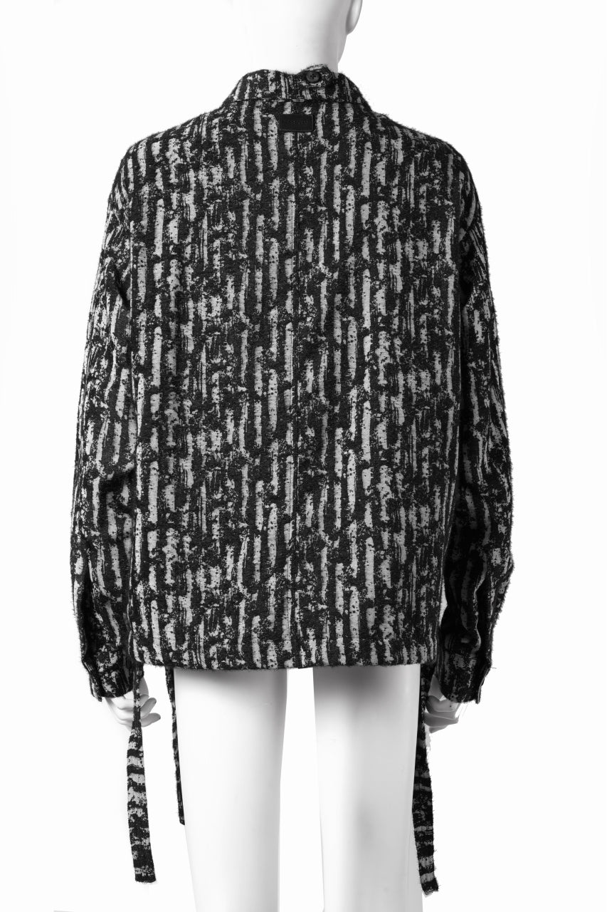 画像をギャラリービューアに読み込む, A.F ARTEFACT SNAPPED SHIRT WITH HEM BAND / JACGUARD BLURRED STRIPE (BLACK x WHITE)