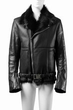 Load image into Gallery viewer, ierib exclusive Double Breasted Riders Jacket / Toscana Shearling Mouton + Horse Leather (BLACK)