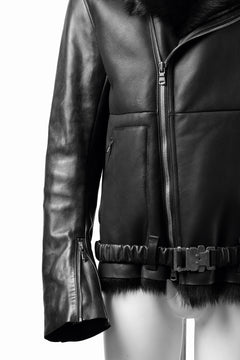 Load image into Gallery viewer, ierib exclusive Double Breasted Riders Jacket / Toscana Shearling Mouton + Horse Leather (BLACK)