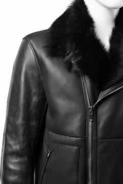 Load image into Gallery viewer, ierib exclusive Double Breasted Riders Jacket / Toscana Shearling Mouton + Horse Leather (BLACK)