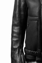 Load image into Gallery viewer, ierib exclusive Double Breasted Riders Jacket / Toscana Shearling Mouton + Horse Leather (BLACK)