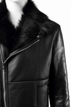 Load image into Gallery viewer, ierib exclusive Double Breasted Riders Jacket / Toscana Shearling Mouton + Horse Leather (BLACK)