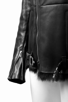 Load image into Gallery viewer, ierib exclusive Double Breasted Riders Jacket / Toscana Shearling Mouton + Horse Leather (BLACK)