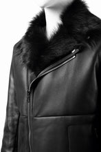 Load image into Gallery viewer, ierib exclusive Double Breasted Riders Jacket / Toscana Shearling Mouton + Horse Leather (BLACK)