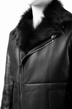 Load image into Gallery viewer, ierib exclusive Double Breasted Riders Jacket / Toscana Shearling Mouton + Horse Leather (BLACK)
