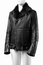 Load image into Gallery viewer, ierib exclusive Double Breasted Riders Jacket / Toscana Shearling Mouton + Horse Leather (BLACK)