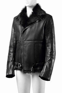 Load image into Gallery viewer, ierib exclusive Double Breasted Riders Jacket / Toscana Shearling Mouton + Horse Leather (BLACK)