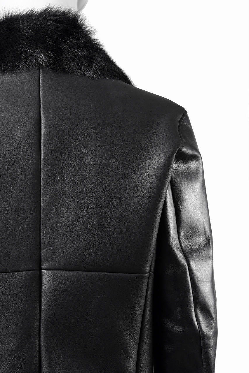 Load image into Gallery viewer, ierib exclusive Double Breasted Riders Jacket / Toscana Shearling Mouton + Horse Leather (BLACK)