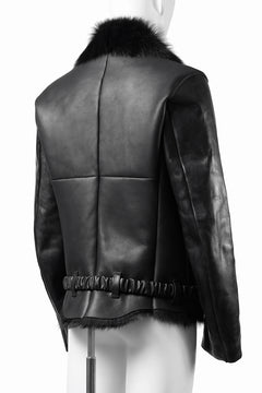 Load image into Gallery viewer, ierib exclusive Double Breasted Riders Jacket / Toscana Shearling Mouton + Horse Leather (BLACK)