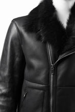 Load image into Gallery viewer, ierib exclusive Double Breasted Riders Jacket / Toscana Shearling Mouton + Horse Leather (BLACK)