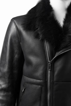 Load image into Gallery viewer, ierib exclusive Double Breasted Riders Jacket / Toscana Shearling Mouton + Horse Leather (BLACK)