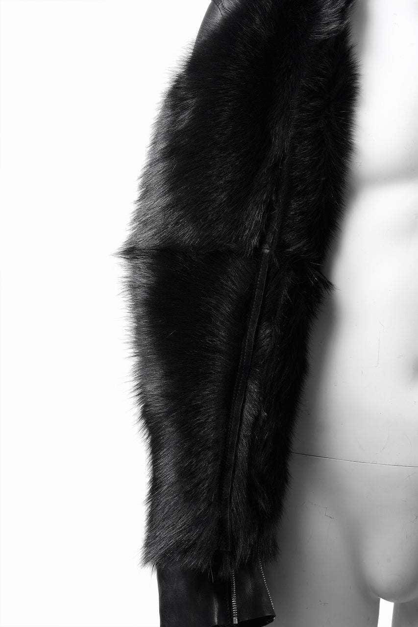 Load image into Gallery viewer, ierib exclusive Double Breasted Riders Jacket / Toscana Shearling Mouton + Horse Leather (BLACK)