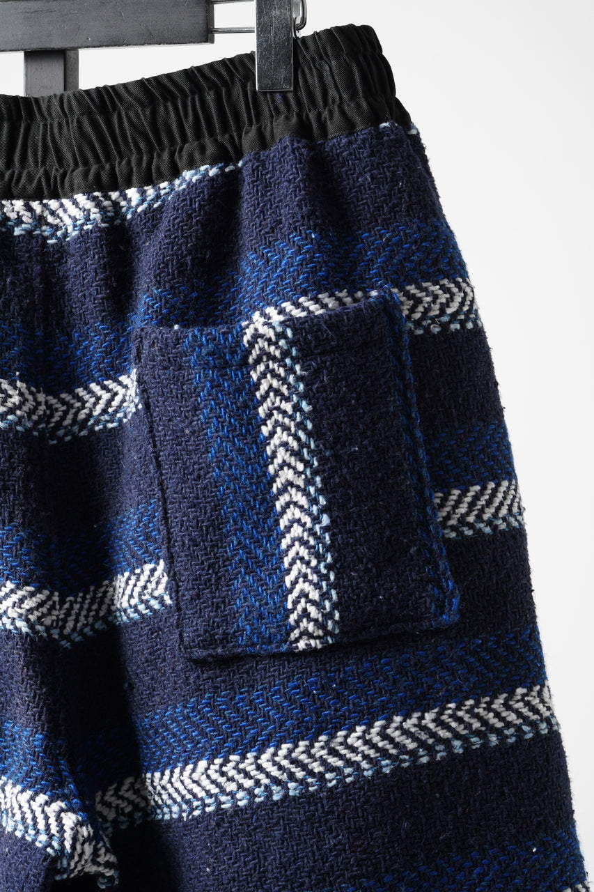 【サトっこ】ミックスモノグラム×ストライプ×ダークブルー CHANGES x LOOM exclusive REMAKE SHORTS / VINTAGE MEXICAN SURF RUG