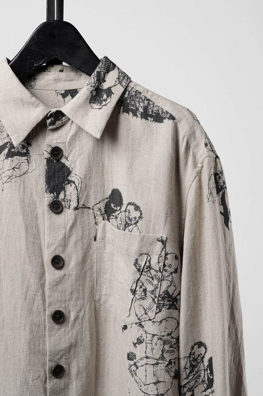 画像をギャラリービューアに読み込む, YUTA MATSUOKA classic shirt / drawing by megumi terao (ecru/print)